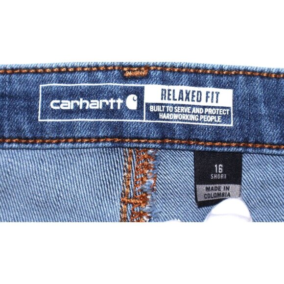 Carhartt Women's Relaxed Fit Pants Size 16 Short Blue Workwear Aesthetic - Picture 3 of 11